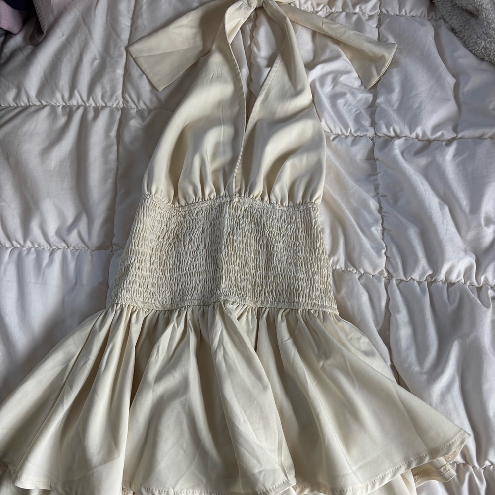 SHEIN Cream Halter Dress